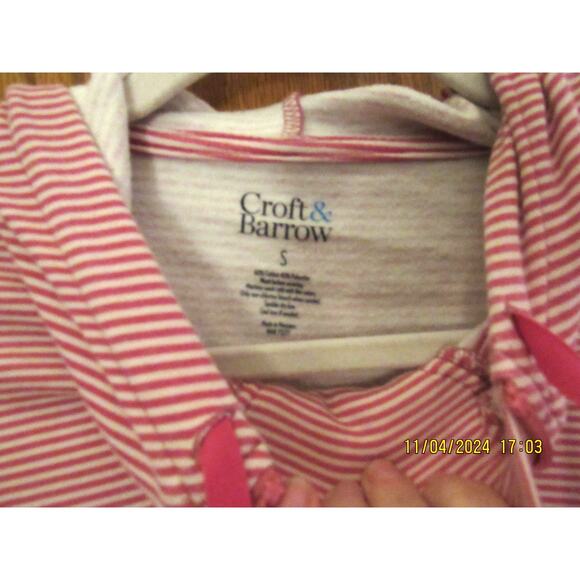 Pink/White Stripe Knit Hooded Top - Croft & Barrow Small - Picture 5 of 5
